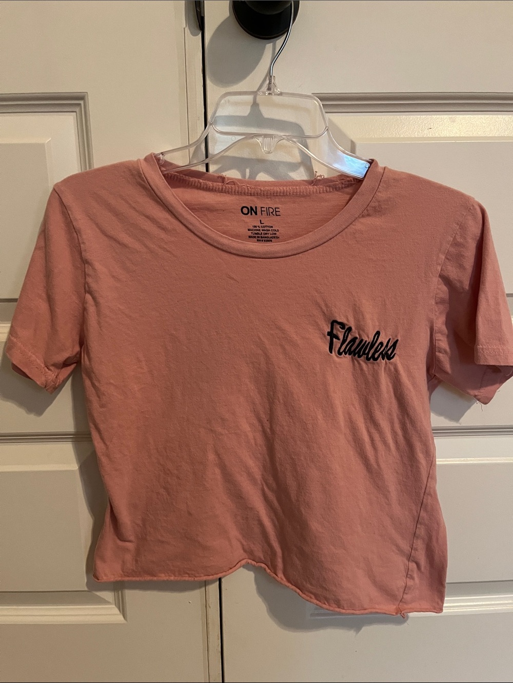 On‎ Fire Pink/orange 'Flawless' Script Cropped Tee